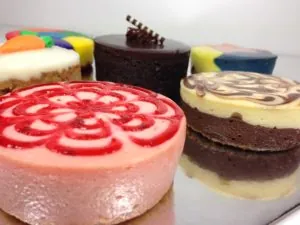 Assorted cheesecakes including strawberry, marble and chocolate
